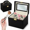 Geanta organizatoare cosmetice DacEnergy©, piele ecologica, rezistent la abraziune, cu cheie, oglinda, compartimente practice, 22,5x 16,5 x 17,2 cm, neagra-poza 3-Dacenergy.ro