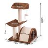 Ansamblu de joaca pentru pisici DacEnergy©, cu plus rezistent, snur puternic pe stalp, structura solida, 3 stalpi, 2 platforme, 58 cm, maro-poza 3-Dacenergy.ro