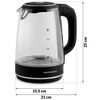 Fierbator electric din sticla, comutator iluminat, baza rotativa la 360°, functia de mentinere a temperaturii, capacitate 2L, 1850-2200 W, 25 cm inaltimea, negru-poza 4-Dacenergy.ro