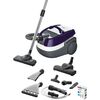 Aspirator cu aspirare uscata si umeda, cu spalare, capacitate rezervor apa 5 l, filtru EPA, tup telescopic metalic, 3 accesorii mici, 1700 W, alb si mov-Dacenergy.ro