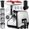 Masina de tocat carne electrica, melc din otel puternic, 3 site, 4 accesorii de taiere diferite, functia de revers, atasament kebbe, 450 W/1200 W, 230 V, neagra si argintiu-poza 2-Dacenergy.ro