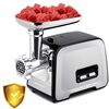 Masina de tocat carne electrica, melc din otel puternic, 3 site, 4 accesorii de taiere diferite, functia de revers, atasament kebbe, 450 W/1200 W, 230 V, neagra si argintiu-poza 3-Dacenergy.ro