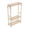 Cuier DacEnergy©, realizat din bambus, 3 rafturi, o bara pentru umerase, patru carlige, mobil cu roti, design natural, 165x112.5x35 cm-poza 3-Dacenergy.ro