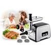 Masina de tocat carne electrica, melc din otel puternic, 3 site, 4 accesorii de taiere diferite, functia de revers, atasament kebbe, 450 W/1200 W, 230 V, neagra si argintiu-poza 4-Dacenergy.ro