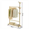 Cuier DacEnergy©, realizat din bambus, mobil cu roti, bara de umerase, raft inferior, sase carlige, 60x180x37 cm, finisaj natural-poza 4-Dacenergy.ro
