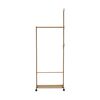 Cuier DacEnergy©, realizat din bambus, mobil cu roti, bara de umerase, raft inferior, sase carlige, 60x180x37 cm, finisaj natural-poza 6-Dacenergy.ro
