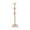 Cuier DacEnergy©, realizat din bambus, mobil cu roti, bara de umerase, raft inferior, sase carlige, 60x180x37 cm, finisaj natural-poza 8-Dacenergy.ro