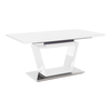 Masă dining, pliabilă, alb luciu extra ridicat / oţel, 160-220x90 cm, PERAK-Dacenergy.ro