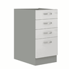 Cabinet inferior, alb extra lucios/gri, PRADO 40 D 4S BB-Dacenergy.ro