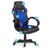 Scaun gaming DacEnergy©, ergonomic, cu tetiera, reglare lina a inaltimii, spate inalt cu orificii de ventilatie, roti duble, baza durabila, negru si albastru, Culoare: Albastru, Negru-poza 3-Dacenergy.ro