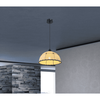 Suspensie, fabricat din metal, abajur textil decorat cu snur de canepa, soclu E27, IP20, 300 x 1200 mm, negru si bej-poza 3-Dacenergy.ro