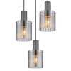 Suspensie, realizat din metal, trei abajururi din sticla fumurie, 480 x 1500 mm, IP20, 3 surse cu soclu E27, gri inchis-poza 2-Dacenergy.ro