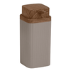 Dozator sapun lichid, pentru baie sau bucatarie, fabricat din ABS si polistiren, durabil si usor de intretinut, 0.4 L, 6.8 x 6.8 x 15.5 cm, maro si lemn, Culoare: Maro, Lemn-Dacenergy.ro