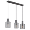 Suspensie, realizata din metal, trei abajururi din sticla fumurie,  980 x 180 x 1200 mm, IP20, 3 surse cu soclu E27, gri inchis-poza 4-Dacenergy.ro