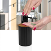 Dozator sapun lichid, pentru baie sau bucatarie, fabricat din polipropilena si ABS, 0.4 L, negru si lemn, Culoare: Negru, Lemn-poza 4-Dacenergy.ro