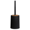 Perie WC, polipropilena si ABS, montaj stativ, design modern, 11.9 x 11.9 x 34 cm, negru si lemn, Culoare: Negru, Lemn-Dacenergy.ro