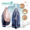 Fier de calcat cu abur, talpa ceramica, oprire automata, autocuratare, protectie la supraincalzire, rezervor de apa de 350 ml, abur vertical, reglare a temperaturii, 3000 W, albastru, Culoare: Albastru-poza 3-Dacenergy.ro