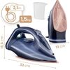Fier de calcat cu abur, talpa ceramica, oprire automata, autocuratare, protectie la supraincalzire, rezervor de apa de 350 ml, abur vertical, reglare a temperaturii, 3000 W, albastru, Culoare: Albastru-poza 7-Dacenergy.ro