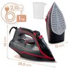 Fier de calcat cu abur, talpa ceramica, oprire automata, autocuratare, protectie la supraincalzire, rezervor de apa de 230 ml, abur vertical, reglare a temperaturii, 2600 W, gri si rosu, Culoare: Gri, Rosu-poza 3-Dacenergy.ro