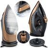 Fier de calcat cu abur fara fir, talpa ceramica, oprire automata, autocuratare, protectie la supraincalzire, rezervor de apa de 320 ml, abur vertical, reglare a temperaturii, suport de incarcare, 2600 W, Culoare: Negru, Auriu-poza 12-Dacenergy.ro