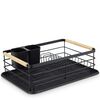 Uscator de vase DacEnergy©, un nivel, cu tava de uscare, solid si elegant, scurgere de tacamuri, 43 x 32 x 14 cm, negru-Dacenergy.ro