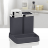 Set accesorii baie, realizat din materiale calitative, ABS si polistiren, dozator sapun, pahar baie, savoniera, finisaj antracit si cromat, Culoare: Antracit, Cromat-poza 3-Dacenergy.ro