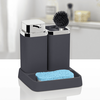 Set accesorii baie, realizat din materiale calitative, ABS si polistiren, dozator sapun, pahar baie, savoniera, finisaj antracit si cromat, Culoare: Antracit, Cromat-poza 4-Dacenergy.ro