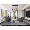 Suspensie, realizata din metal, design elegant, 6 abajururi suspendate, 3 nuanta chihlimbar si 3 fumurii, E27, 1000 x 470 x 1500 mm, negru-poza 2-Dacenergy.ro