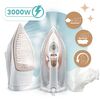 Fier de calcat cu abur, talpa ceramica, oprire automata, autocuratare, protectie la supraincalzire, rezervor de apa de 360 ml, abur vertical, reglare a temperaturii, 3000 W, alb, Culoare: Alb-poza 3-Dacenergy.ro