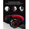 Casti audio On Ear DacEnergy©, Wireless, Bluetooth 5.0/ MP3 Card, Plug-In, HI-FI sound, Hands-free Call, design ergonomic, culoare negru/rosu-poza 5-Dacenergy.ro