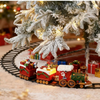 Decoratiune Craciun tren cu circuit DacEnergy©, 2 LED-uri, lumina calda, 8 melodii traditionale, H 12 cm, alimentare baterii, rosu, albastru si alb-poza 5-Dacenergy.ro