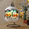 Decoratiune Craciun glob cu tren DacEnergy©, din polirasina, inaltime de 31 cm, 16 LED-uri, lumina multicolora, 8 melodii clasice de Craciun, alimentare baterii-poza 3-Dacenergy.ro