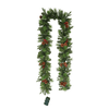 Decoratiune Craciun exterior ghirlanda luminoasa DacEnergy©, realizat din ace verzi, conurile de pin si fructele rosii, functia timer, 120 LED-uri, lumina calda, alimentare baterii, H 270 cm-poza 3-Dacenergy.ro