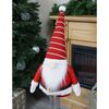 Figurina decorativa de Craciun DacEnergy©, tip gnom, realizata din poliester, nisip si metal, stabila si durabila, 31 x 22 x 78 / 102 cm, in culori festive de alb si rosu-poza 3-Dacenergy.ro