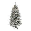 Brad artificial de Craciun DacEnergy©, cu efect de ninsoare aplicat pe crengute, 170 de LED-uri cu lumina calda, inaltime de 150 cm, 793 de varfuri, 220-240 V, cu suport-Dacenergy.ro