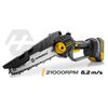Mini drujba fara fir Humberg, motor fara perii, 2 baterii de 21V si 2Ah, 2 sine de ghidare de 6", lanturi, ungere automata, tensionare rapida, 21000 rpm, sistem de reglare a lantului-poza 8-Dacenergy.ro
