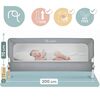 Bariera de protectie pat copii, cadru durabil din otel, plasa durabila si respirabila, 100% poliester, sistem de blocare, husa lavabila, 200 x 70-83 cm, gri-poza 4-Dacenergy.ro