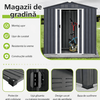Magazie de gradina DacEnergy©, realizata din otel galvanizat si tabla de otel vopsita, 2 usi glisante, 4 guri de ventilatie pentru circulatia aerului, 249 x 185 x 194 cm, Lungime: 249 cm-poza 5-Dacenergy.ro