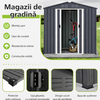 Magazie de gradina DacEnergy©, realizata din otel galvanizat si tabla de otel vopsita, 2 usi glisante, 4 guri de ventilatie pentru circulatia aerului, 312 x 312 x 194 cm, Lungime: 312 cm-poza 2-Dacenergy.ro