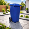 Pubela mobila DacEnergy©, realizata din plastic, cu roti, rezistent la actiunea razelor ultraviolete, frig, caldura, 120 L, 549 x 483 x 948 mm, albastra, Culoare: Albastru-poza 3-Dacenergy.ro