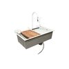 Chiuveta bucatarie otel inoxidabil cu doua baterii, functie cascada, spalator pahare, dozator sapun, scurgator, tava, tocator si accesorii scurgere incluse, 75x46x23.5cm Cod: DISPK13-poza 2-Dacenergy.ro