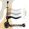 Trotineta de echilibru cu trei roti, material ghidon din aluminiu, inaltimea reglabila a ghidonului, iluminare LED colorata a rotilor, cu scaun de echilibru, greutate maxima utilizator 50 kg, auriu, Culoare: Auriu, Negru-poza 3-Dacenergy.ro