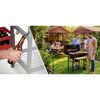 Gratar de gradina cu carbune, constructia robusta, tip butoi, maner din lemn, rafturi laterale pliabile, roti mobile, gratar din fonta, 70 x 35 cm, negru-poza 2-Dacenergy.ro