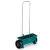 Semanatoare manuala de gradina, realizata din plastic, reglare a granulelor pe 10 niveluri, roti mari, 12 litri, capacitate maxima de incarcare 10 kg, verde-Dacenergy.ro