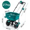 Semanatoare manuala de gradina, realizata din plastic, latime de semanat pana la 3 m, reglare a granulelor pe 10 niveluri, roti mari, capacitate maxima de incarcare 27 kg, verde-poza 9-Dacenergy.ro
