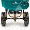 Semanatoare manuala de gradina, realizata din plastic, latime de semanat pana la 3 m, reglare a granulelor pe 10 niveluri, roti mari, capacitate maxima de incarcare 27 kg, verde-poza 10-Dacenergy.ro