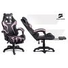 Scaun de gaming, suport extensibil pentru picioare, functie de inclinare a spatarului, reglare a inaltimii, ergonomie, inaltime totala maxima 121 cm, negru si roz, Culoare: Negru, Roz-poza 7-Dacenergy.ro