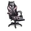 Scaun de gaming, suport extensibil pentru picioare, functie de inclinare a spatarului, reglare a inaltimii, ergonomie, inaltime totala maxima 121 cm, negru si roz, Culoare: Negru, Roz-Dacenergy.ro