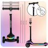 Trotineta de echilibru cu trei roti, ghidon din metal, platformă iluminata cu LED-uri, cu 20 de moduri, inaltimea ghidonului este reglabila, 65–81 cm, usor de pliat, frana de picior, neagra mata, Culoare: Negru deschis-poza 2-Dacenergy.ro