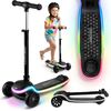 Trotineta de echilibru cu trei roti, ghidon din metal, platformă iluminata cu LED-uri, cu 20 de moduri, inaltimea ghidonului este reglabila, 65–81 cm, usor de pliat, frana de picior, neagra mata, Culoare: Negru deschis-poza 3-Dacenergy.ro
